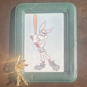 Vintage Looney Tunes Green Leather Frame with Bugs Bunny Design ✨Rare Find!!!✨